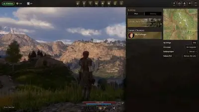 Interfejs zarządzania działką w Pax Dei