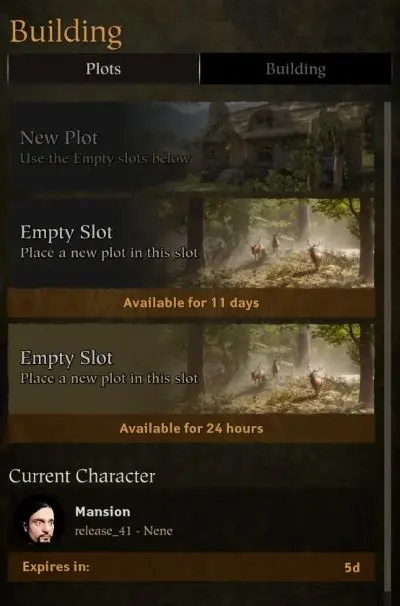 Nowe menu działek w Pax Dei